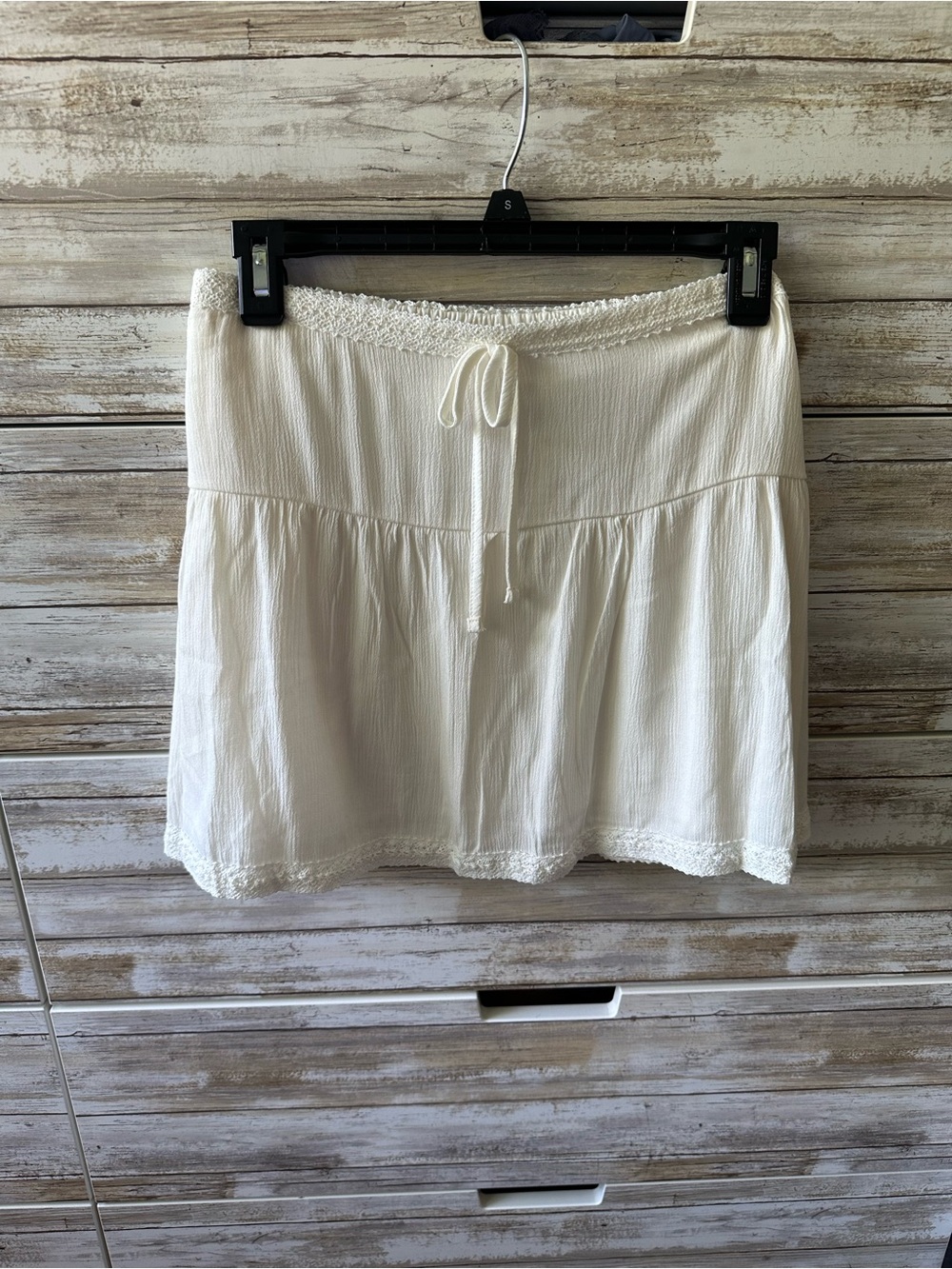 🤍 NWT No Boundaries Winter White Crinkle Gauze Mini Skirt XL Juniors Boho Lined